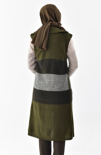 Silvery Knitwear Vest 1081-12 Dark khaki  Green 1081-13