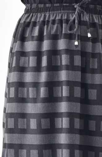 Waist Elastic Patterned Pencil Skirt 1063-01 Gray 1063-01