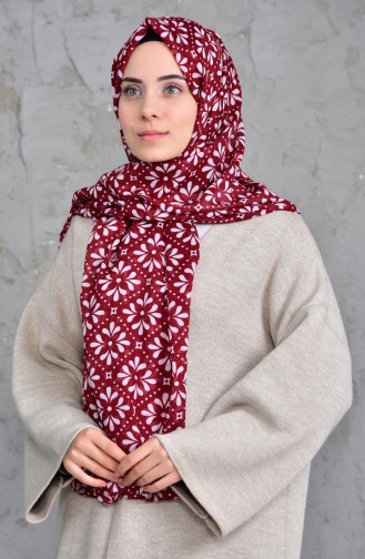 Patterned Cotton Shawl 901420-05 Claret Red 901420-05