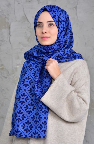 Patterned Cotton Shawl 901420-12 Blue 901420-12