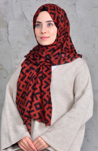 Patterned Cotton Shawl 901423-03 Ornge Black 901423-03