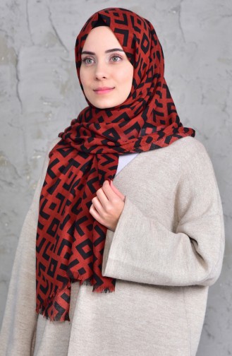 Patterned Cotton Shawl 901423-03 Ornge Black 901423-03