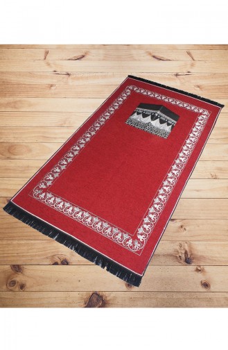 Kaaba Patterned Prayer Rugs 2008-01 Red 2008-01