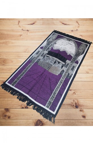 Kaaba Patterned Prayer Rug 2010-03 Purple 2010-03