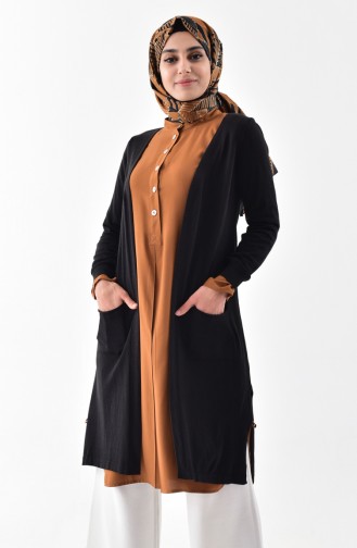 Triko Cepli Hırka 1007-01 Siyah