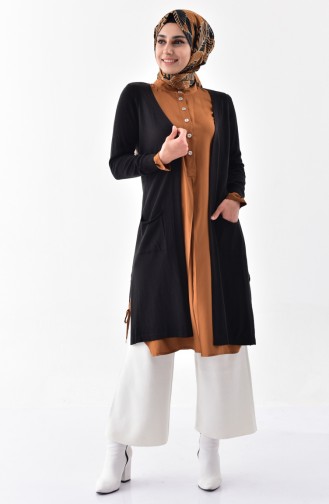 Triko Cepli Hırka 1007-01 Siyah