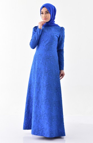 فستان بتصميم مورّد 7221-05 لون ازرق 7221-05