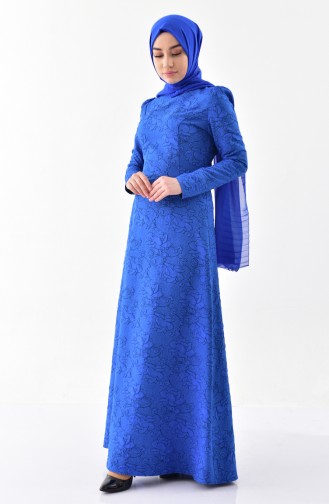 فستان بتصميم مورّد 7221-05 لون ازرق 7221-05