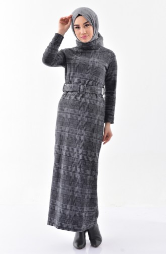 Turtleneck Belted Dress 0002-01 Gray 0002-01