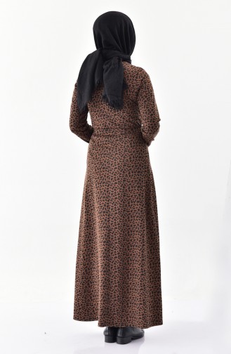 Dilber Leopard Patterned Dress 7146-01 Brown 7146-01