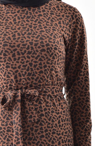 Dilber Leopard Patterned Dress 7146-01 Brown 7146-01