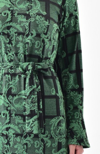 Simli Volanlı Elbise 7149-02 Zümrüt Yeşil 7149-02