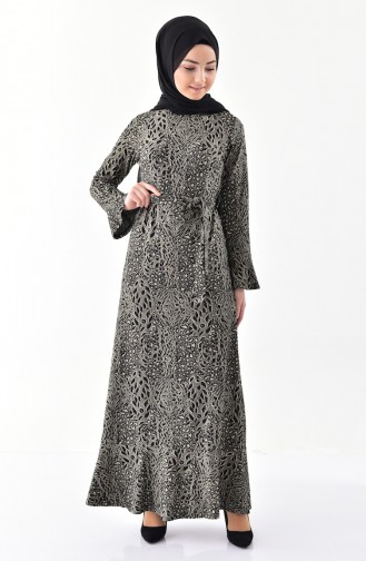 Simli Volanlı Elbise 7151A-01 Siyah