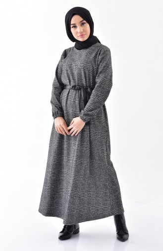 Plus size Plaid Patterned Winter Dress 4404-01 Gray 4404-01