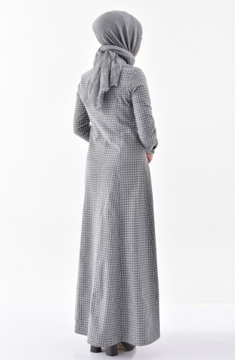 TUBANUR Checkered Buttoned Dress 3064-05 Gray 3064-05