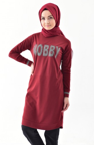 Taş Baskılı Spor Tunik 0678-05 Bordo