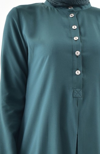 Sefamerve Buttoned Tunic 5009-02 Emerald Green 5009-02