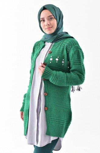 Knitwear Pearl Cardigan 8015-03 Emerald Green 8015-03