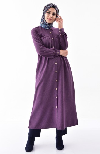 Buttoned Long Tunic 0733-01 Purple 0733-01