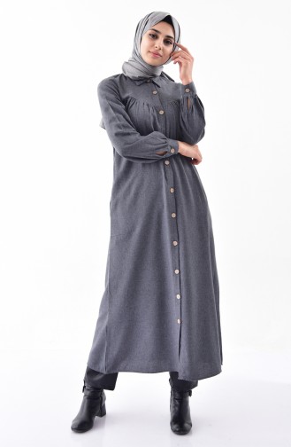 Buttoned Long Tunic 0733-02 Gray 0733-02