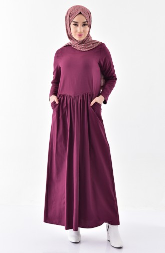 TUBANUR Pocketed Pleated Dress 2996-03 Damson 2996-03