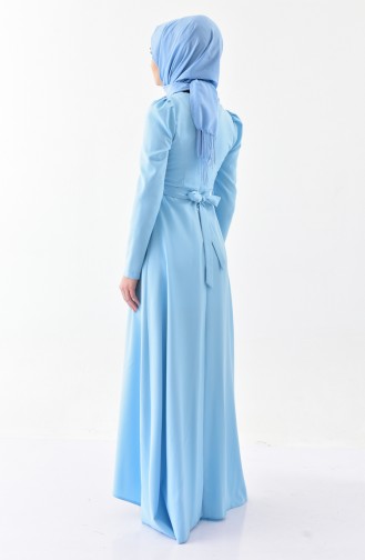 Pearl Belted Dress 0206-09 Baby Blue 0206-09