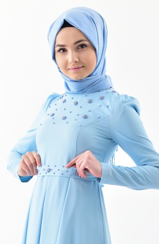 Pearl Belted Dress 0206-09 Baby Blue 0206-09