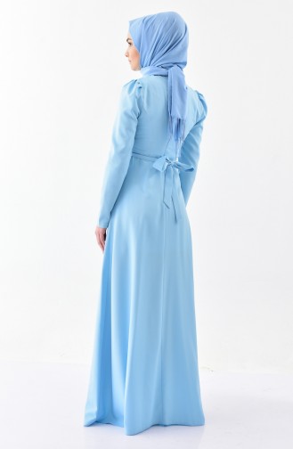 Stone Belted Dress 0207-08 Baby Blue 0207-08