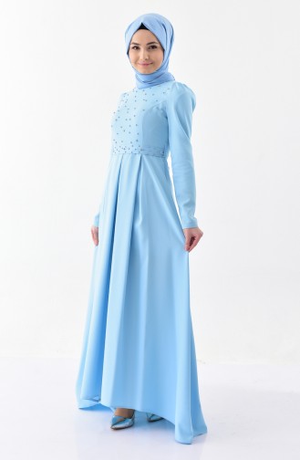 Stone Belted Dress 0207-08 Baby Blue 0207-08
