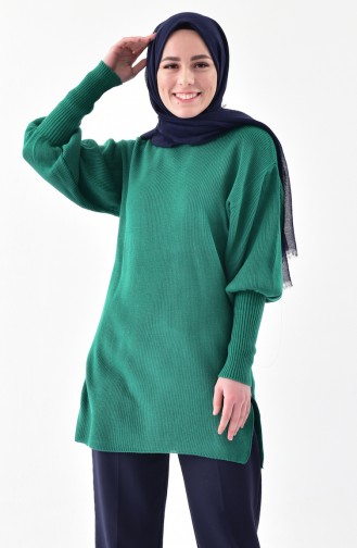 Baloon Sleeve Knitwear Tunic 2124-11 Emerald Green 2124-12