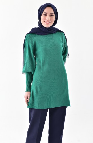 Baloon Sleeve Knitwear Tunic 2124-11 Emerald Green 2124-12