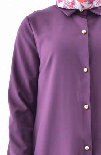 Shirt Collar Buttoned Tunic 3010-01 Purple 3010-01