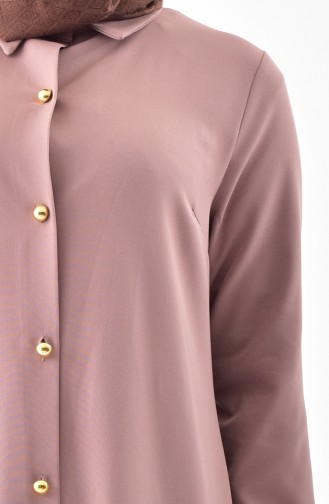 Shirt Collar Buttoned Tunic 3010-03 Mink 3010-03