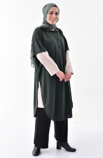 Poncho a Boutons et Perles 1001-01 Vert 1001-01