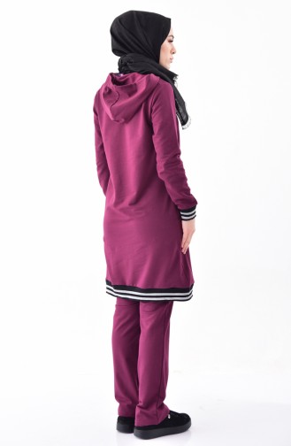 Sefamerve Hooded Tracksuit Suit 1410-04 Purple 1410-04
