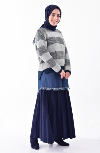 Knitwear Silvery Sweater 8007-06 Navy Blue 8007-06