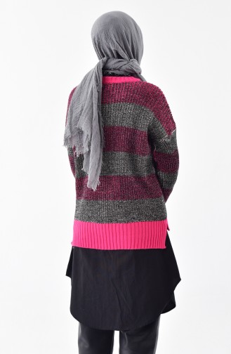 Knitwear Silvery Sweater 8007-08 Black Fuchsia 8007-08