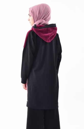 Tunique a Capuche 0418-01 Noir Plum 0418-01