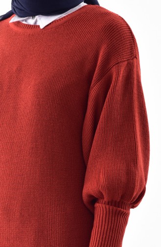Baloon Sleeve Knitwear Tunic 2124-11 Red 2124-14