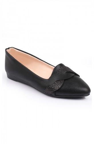 حذاء مسطح أسود 6552-2