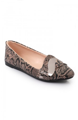 Womens Knit Patterned Flat shoe 6558-8 Brown 6558-8