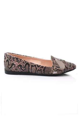 Womens Knit Patterned Flat shoe 6558-8 Brown 6558-8