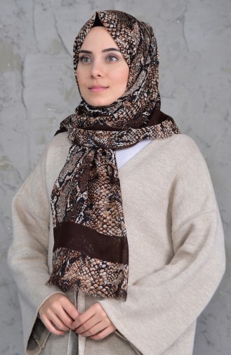 Châle Cotton a Motifs 2158-03 Brun Foncé 2158-03