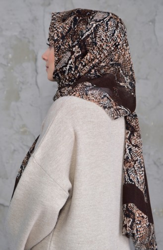 Patterned Flamed Cotton Shawl 2158-03 Dark brown 2158-03