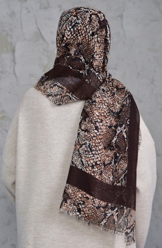 Patterned Flamed Cotton Shawl 2158-03 Dark brown 2158-03