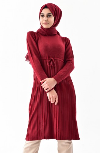 Strings at Waist Knitwear Tunic 3160-05 Claret Red 3160-05