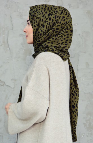 Leopard Patterned Viscose Shawl 4024-01 Khaki 4024-01