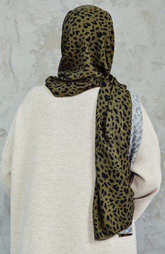 Leopard Patterned Viscose Shawl 4024-01 Khaki 4024-01