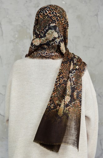 Patterned Flamed Cotton Shawl 2157-02 Khaki 2157-02