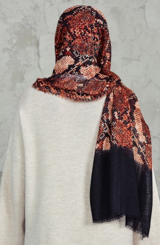 Patterned Flamed Cotton Shawl 2157-07 Black Cinnamon 2157-07